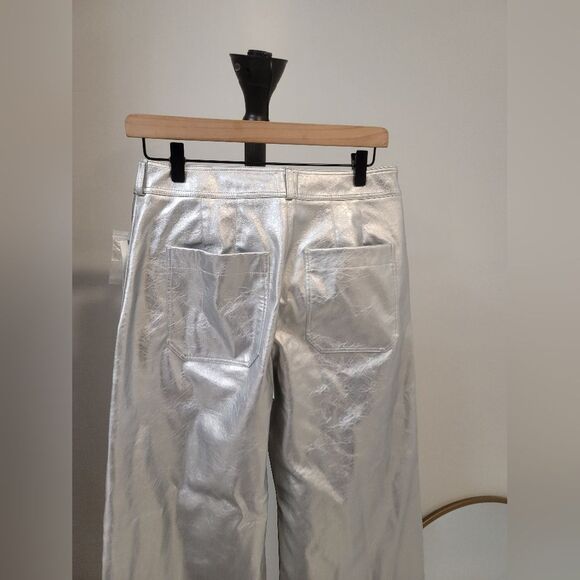 Anthropologie The Ettie High-Rise Crop Wide-Leg Pants by Maeve: Metallic 27 new - Picture 7 of 10